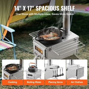 Stufa a legna portatile in acciaio inossidabile da 80 pollici per cucinare e riscaldare all'aperto focolare da 700 pollici con 8 tubi per camini per campeggio - Product Image 3