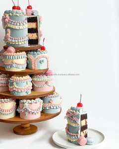 Natural Wooden Cake <b>Stand</b> with Pedestal Base, Lightweight, Durable and Perfect for <b>Cupcake</b> Display, Parties or Home Decor - Product Image 1