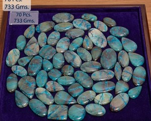 Lote de Cabujones de Crisocola y Malaquita Natural, Gemas Sueltas Pulimentadas, Formas Surtidas, Patrón Azul Verde, para Joyería - Product Image 3