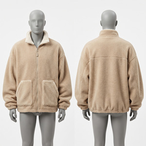 Unisex 320 GSM Premium Polar Fleece Full Zip Hooded Jacket Soft <b>Warm</b> Beige Back Yoke <b>Waterproof</b> Quick Dry - Product Image 1