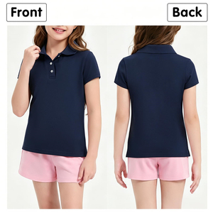 Polo en coton doux pour enfants, manches courtes, logo personnalisé, chemise de golf, uniforme scolaire quotidien pour filles et jeunes - Product Image 2