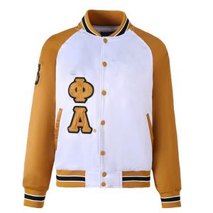 Chaquetas Universitarias de Satén para Hombre ALPHA PHI ALPHA, Chaquetas de Satén 100% Poliéster, Chaqueta Universitaria de Béisbol para Hombre, LETRA GRIEGA - Product Image 1