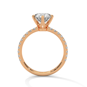 Stylish Round Cut Lab Grown <b>Diamond</b> Cluster <b>Ring</b> In 14k Rose Gold Perfect For Engagement-Wedding Or Any Special Occasions - Product Image 2