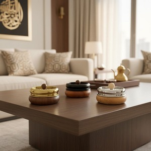 Brûleur à Bakhoor Rond en Bois de Luxe, Porte-Encens Oud Portable en Métal, Mabkhara Moderne pour la Décoration de la Maison et du Bureau, et Cadeau Arabe - Product Image 6