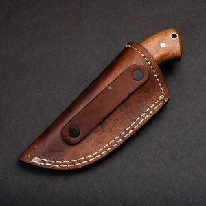 Couteau de chasse artisanal en acier Damas, lame fixe professionnelle, manche en bois, personnalisation OEM, prise en main confortable - Product Image 3
