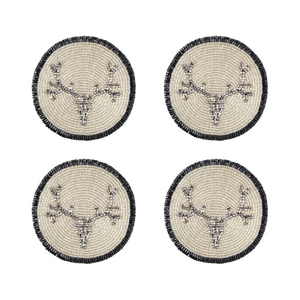 Juego de posavasos con diseño de mariposa y cuentas, 4 piezas, bordado, decoración para mesa de comedor, accesorios de cocina - Product Image 1