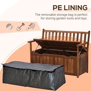 "Teak Deck <b>Box</b> with 41 Gallon Storage Capacity and PE Lining <b>for</b> <b>Garden</b> <b>Tools</b>" - Product Image 6