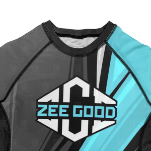Camiseta de compresión (Rash Guard) de manga corta para MMA y BJJ, hecha a medida con logo personalizado por sublimación, tela de Spandex/Nylon de 220 g/m² - Product Image 3