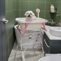 Baignoire pour animaux de compagnie HEDYS GROOMING, moderne, réglable, portable, avec support pliable à 3 niveaux de hauteur, cadre stable, pour chiens, en PP/aluminium/PTE