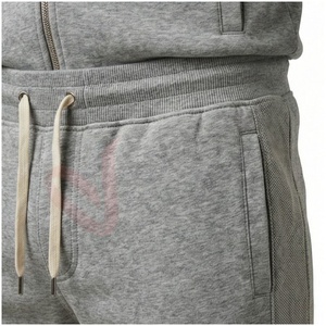 Ensemble de survêtement gris pour homme, manches longues, col montant, fermeture éclair sur le devant, couleur unie, respirant, coupe décontractée, vêtements d'automne - Product Image 5