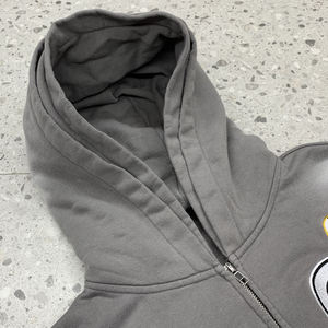 Sweat-shirts à capuche double avec fermeture éclair, broderie chenille personnalisée, logo et design, streetwear, effet délavé, unisexe - Product Image 3