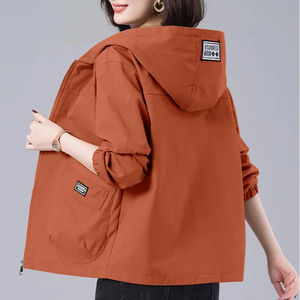 2023 nueva chaqueta de otoño para mujer, cortavientos informal de manga larga, chaqueta Bomber con cremallera y bolsillo con capucha para mujer, prendas de vestir exteriores para mujer- - Product Image 5