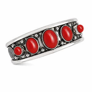 เครื่องประดับจาก Jewelry Town รุ่น JT-044 กำไลข้อมือแบบเปิด Coral Muse ประดับด้วยหินหลัก Hydro Coral ทำจากทองเหลืองชุบทองและเงิน เหมาะสำหรับทั้งชายและหญิง เป็นของขวัญสุดคลาสสิก - Product Image 1