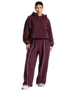 Vêtements de sport respirants pour femmes Ville Sports, survêtement deux pièces sur mesure, sweat-shirt surdimensionné, bordure, motif uni, décoration - Product Image 1
