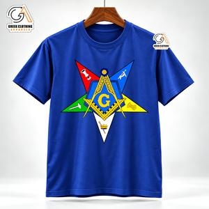 Camiseta Personalizada OES con Símbolo Masónico Rojo Bordado, Cuello Redondo, Manga Corta, Talla Grande para Mujer, Ropa Griega - Product Image 4
