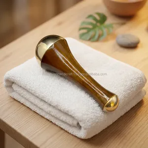 Bâtonnet Kansa en bois de qualité supérieure, manche en bois, extrémités en laiton, outil naturel de sculpture faciale pour la relaxation et la circulation, au meilleur prix - Product Image 6