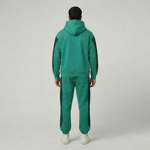 Conjunto Deportivo Personalizado Verde Esmeralda, Sudadera con Capucha Extra Grande, Pantalones Deportivos de Felpa de Algodón, Corte Holgado, Unisex, Ropa Urbana - Product Image 2