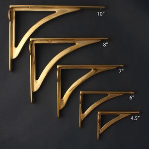 Luxury Decorative Brass Wall <b>Shelf</b> Support <b>Bracket</b> Heavy Duty Triangle Holder for Wooden <b>Floating</b> <b>Shelf</b> Installation for Home - Product Image 6