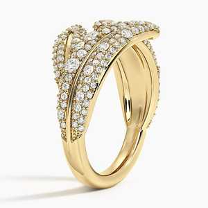 Bague ouverte en or massif 14 carats avec diamant rond de culture et motif branche d'olivier pour femme, cadeau de fiançailles surprise pour petite amie - Product Image 2