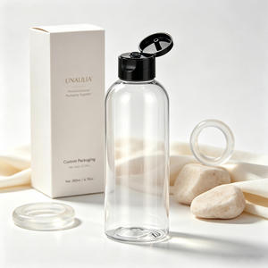 Vente en gros de flacons ronds en plastique PET transparent de 200 ml avec bouchon à disque pour emballages personnalisés de lotion, shampooing, soins de la peau - Product Image 3