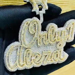 Iced Out Custom Hip Hop <b>Pendant</b> 925 <b>Silver</b> 18K Gold Plated Moissanite Letter Charms Custom <b>Initial</b> Letter Name Two Tone <b>Pendant</b> - Product Image 1