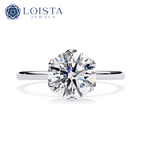 <b>Custom</b> Women Real 10k 14k18k Solid Pure White Gold VVS Lab Grown Diamond Setting Jewelry Engagement <b>Ring</b> - Product Image 1