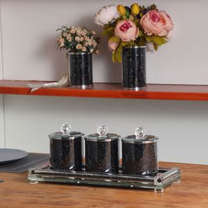 Ambrose squisito diamante schiacciato di vetro tè contenitori di zucchero di caffè barattolo di stoccaggio con vassoio in confezione regalo - Product Image 6