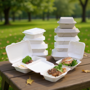 Vietnam Supplier's Customisable Bagasse Sugarcane Clamshell Box Compostable Food Grade Disposable Lunch Box <b>Microwave</b> Safe - Product Image 2