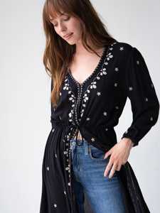 Vestido Midi Chic Boho Chic para Mujer, Hermoso Vestido de Playa con Detalles Bordados, Borde Festoneado, Lentejuelas Delicadas, Natural - Product Image 5