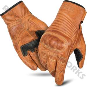 Gants de moto rétro en cuir respirants, longueur poignet, pour sports de plein air, pour hommes, couleur beige, sans doublure, pour printemps et automne - Product Image 2