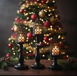 Creative Retro Birdcage <b>Candle</b> Holder Set - Elegant Iron Metal <b>Lanterns</b> for Home Decor & Weddings - Product Image 2