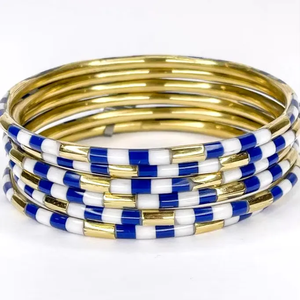 Meilleurs ensembles de bracelets joncs vintage en alliage plaqué or et résine géométrique, bijoux unisexes élégants et tendance de style bohème pour femme et mariage - Product Image 3
