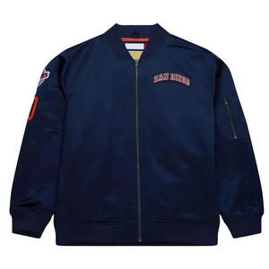 Chaqueta Varsity Azul Marino Personalizada para Hombre, Chaqueta Bomber con Ribete Rojo en Contraste, Chaqueta Deportiva de Béisbol al por Mayor - Product Image 2