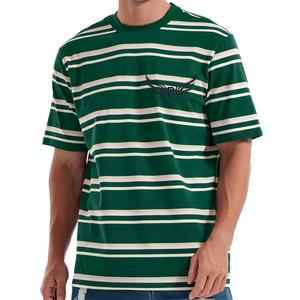 T-shirt à manches courtes pour homme, bleu, vert, blanc, col rond, coupe classique, imprimé, en coton - Product Image 3