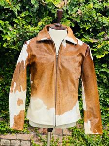 Men's Genuine Cowhide Hair <b>Leather</b> <b>Jacket</b> Animal Print Breathable Eco-Friendly Windproof Zipper Closure Turn-down Collar Casual - Product Image 6