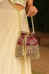 Bolso Potli Étnico con Cuentas y Bordado Artístico a Mano para Mujer, Estilo Nupcial, para Uso Festivo, a Precio Accesible - Product Image 6