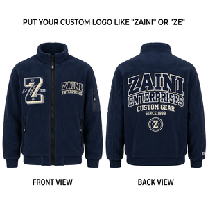 Premium 240gsm Polar Fleece Thin Stand <b>Long</b> <b>Jacket</b> Navy Blue Full Zip Rib Cuff Hem Custom Embroidery Embossed Logo OEM ODM - Product Image 1