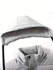 Chaleco Acolchado Reversible sin Mangas con Capucha para Hombre, Cierre de Cremallera, Resistente al Viento, Color Sólido, Ropa de Invierno Informal, Corte Regular - Product Image 6
