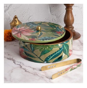 กล่องใส่ขนมปังไม้ทำมือพร้อมฝาปิดและที่คีบ ภาชนะเก็บโรตีคุณภาพพรีเมียมสำหรับห้องครัว ห้องรับประทานอาหาร และการเสิร์ฟ - Product Image 6