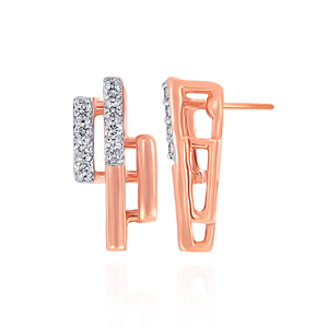 Boucles d'oreilles clous en or rose plaqué, diamants ronds taille brillant cultivés en laboratoire, design minimaliste, bijoux pour femme au quotidien - Product Image 4