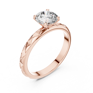 Anillo de Compromiso Solitario Infinito de Oro Rosa de 14K con Diamante de Corte Brillante y Engaste de Puntas, Diseño Moderno para Mujer, Aniversario - Product Image 4