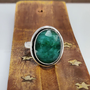 Emerald Gemstone <b>Ring</b> Handmade Green Stone Jewelry Boho <b>Statement</b> <b>Ring</b> Gift for Her - Product Image 1
