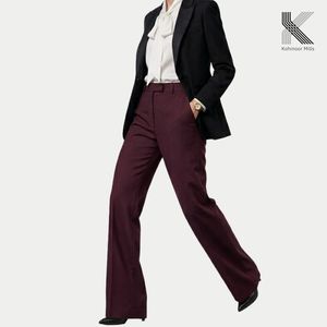 Pantalon évasé pour femme en coton et élasthanne, tissu sergé 360 GSM, OEM ODM - Product Image 1