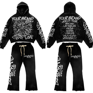 ชุดฮู้ดดี้ผ้าฝ้ายฟลีซลายย้อมสีสไตล์เทรนด์สำหรับผู้ชาย พร้อมโลโก้สั่งทำ ชุดวอร์มระบายอากาศได้ดี เหมาะสำหรับออกกำลังกายในฤดูหนาว ชุดลำลองสไตล์สตรีทแวร์ - Product Image 2