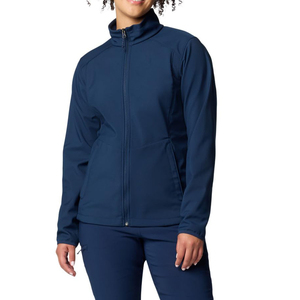 Chaqueta Cortavientos Azul Marino para Mujer, Manga Larga, Cierre de Cremallera, Cuello Alto, Estilo Casual, Color Sólido, Largo Regular, Forro Polar - Product Image 1