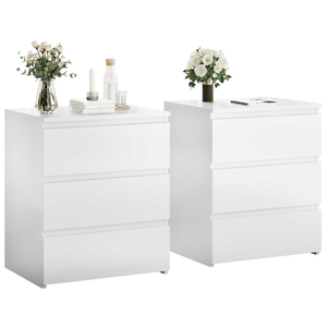 Set of 2 White Wooden 3-Drawer Dressers <b>Small</b> Closet Nightstand for Bedroom Chest Drawers Side <b>Table</b> <b>Storage</b> - Product Image 4