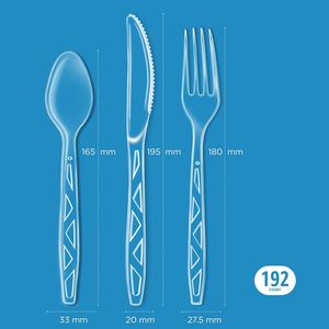 Ensemble de couverts jetables transparents de qualité supérieure, 192 pièces, assortiment complet de fourchettes, cuillères et couteaux, grand pack combiné - Product Image 1