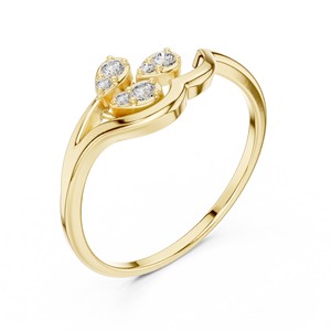 Anillos de oro macizo de 14k para mujer con diseño de hoja de Aries Jewel, minimalistas, con diamantes de corte redondo, para compromiso, aniversario, boda. - Product Image 3