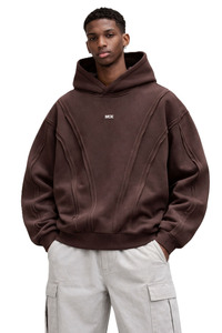 Sweat à capuche épais pour homme avec panneaux cousus, en molleton de coton surdimensionné, style streetwear, fabrication sous marque privée - Product Image 2