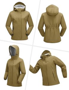 Chaqueta cortavientos impermeable con capucha, informal, estilo urbano, con bloques de color, plegable, para viaje. - Product Image 1